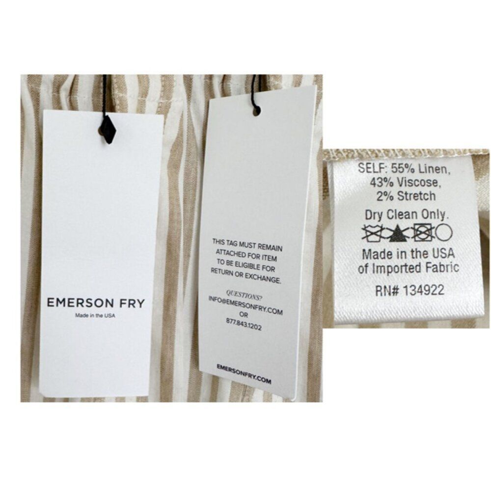 Emerson Fry Johnny Sailor Linen Pant XL NEW Stretch Waist Pull On Sand Stripe - Picture 4 of 10